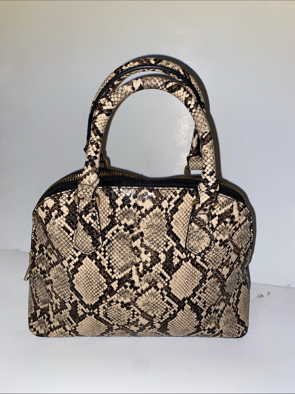 a new day Snake-Effect Satchel in Beige and Black